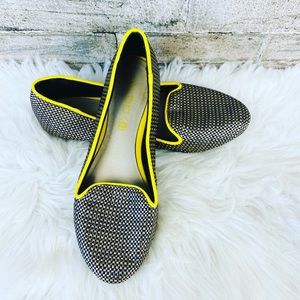 Aldo Choiven Black Leather Smoking Weave Flats